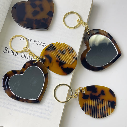 Heart Mirror & Comb Keychain