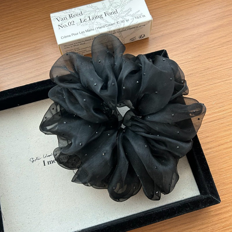 Large Rhinestone Organza Hair Scrunchie