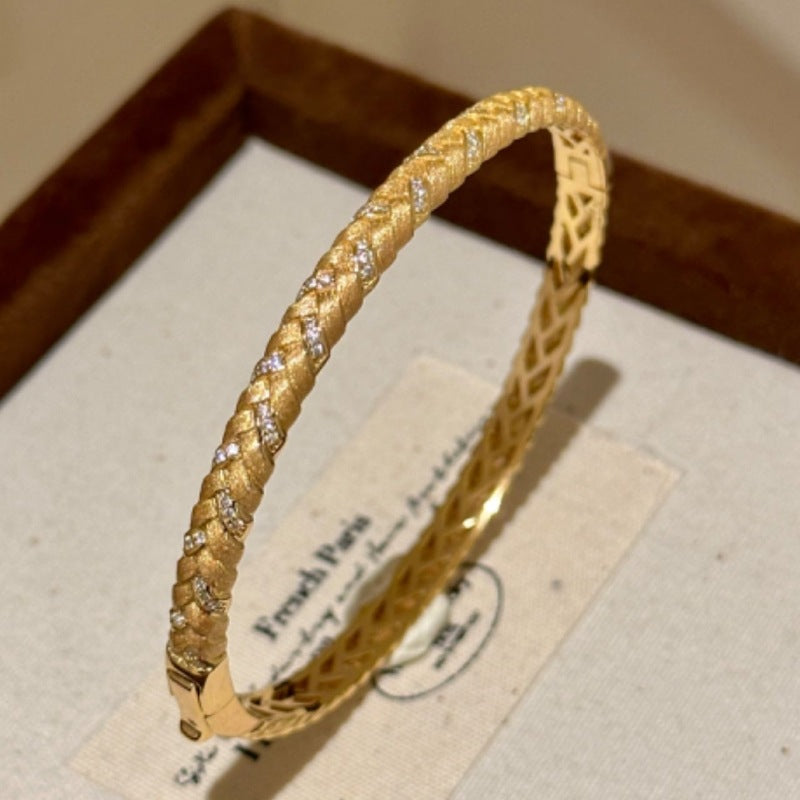 Golden Harvest — French-Italian Brushed Wheat Weave Bracelet