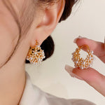 Pearl Sonata — 18K Gold Plated Flower Basket Earrings