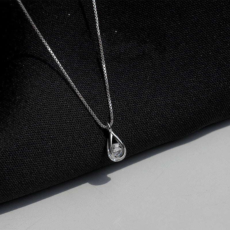 Dewdrop Grace — S925 Silver Teardrop Zircon Necklace
