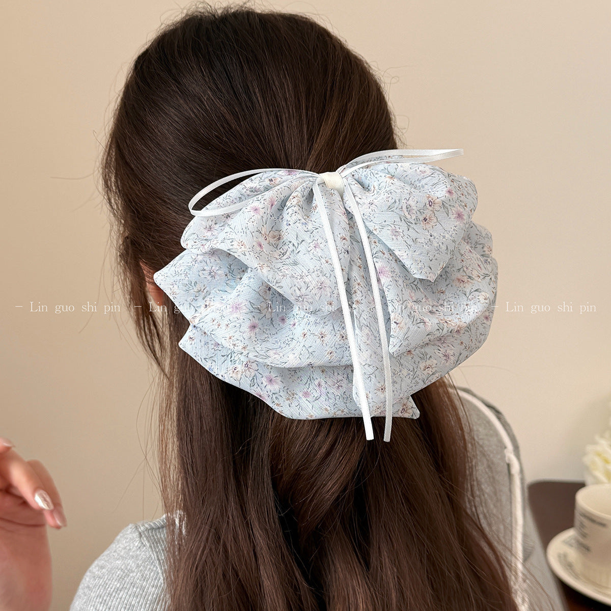 Polka Dot Bow Ponytail Clip