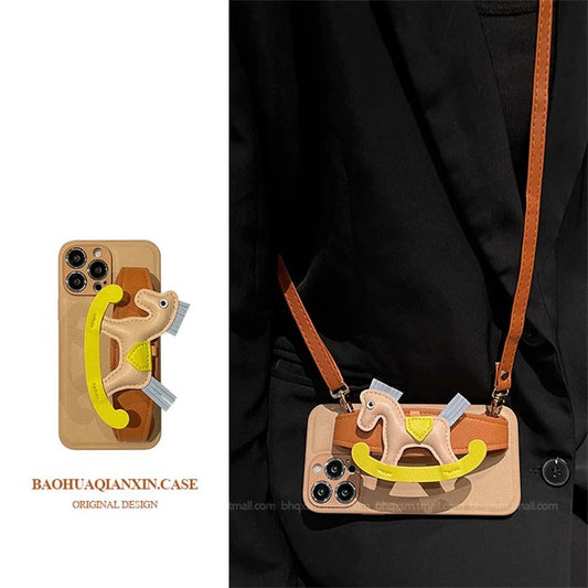 3D Rocking Horse Crossbody iPhone Case