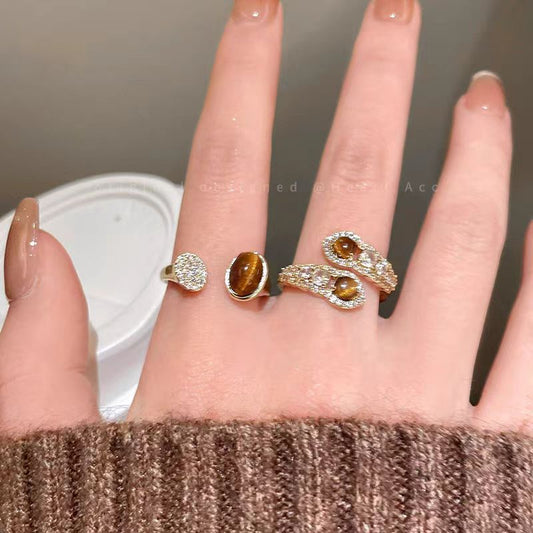 Tiger Eye Snake Ring