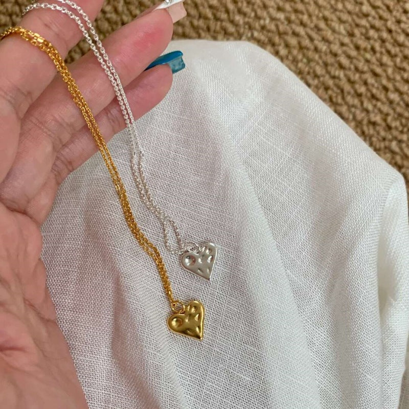 Matte Hammered Heart Necklace