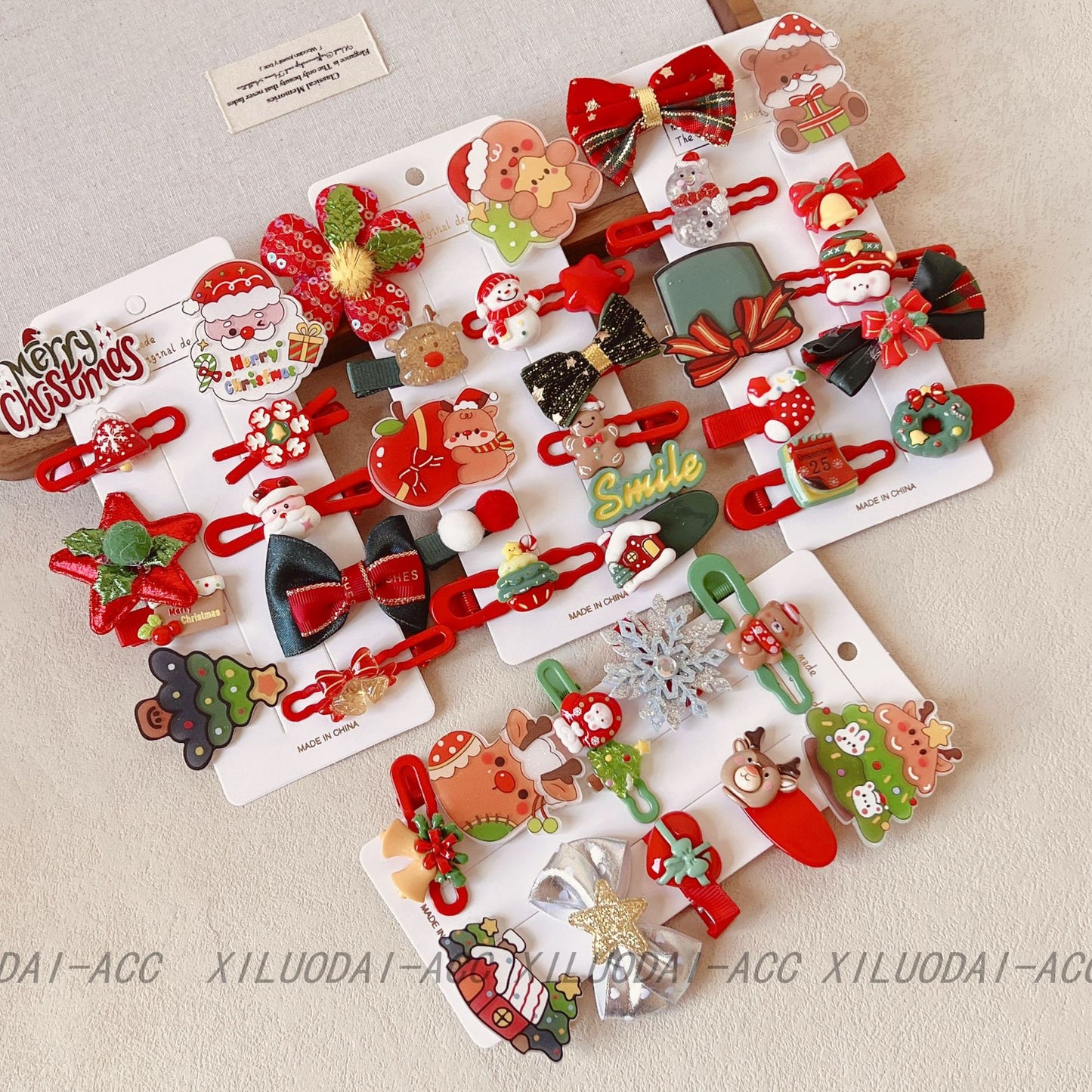 Kids Christmas Santa Hair Clip Set