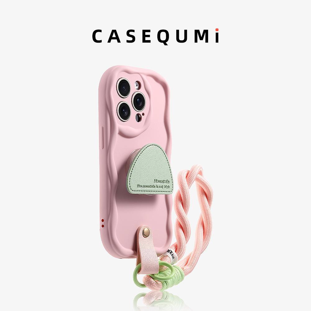 Wavy Edge Crossbody Stand iPhone Case with Braided Strap