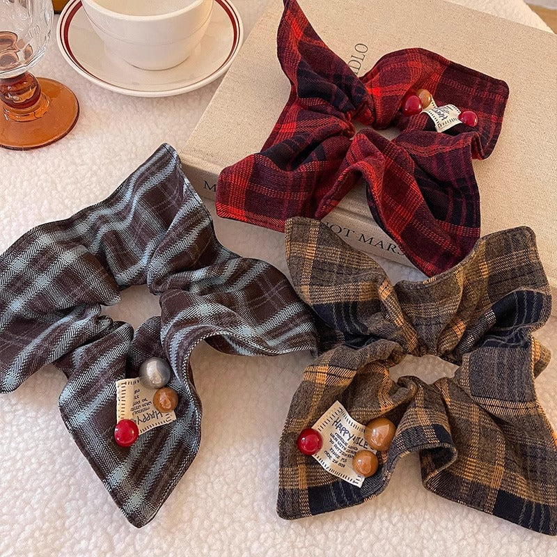 Korean Plaid Scarf Hair Scrunchie