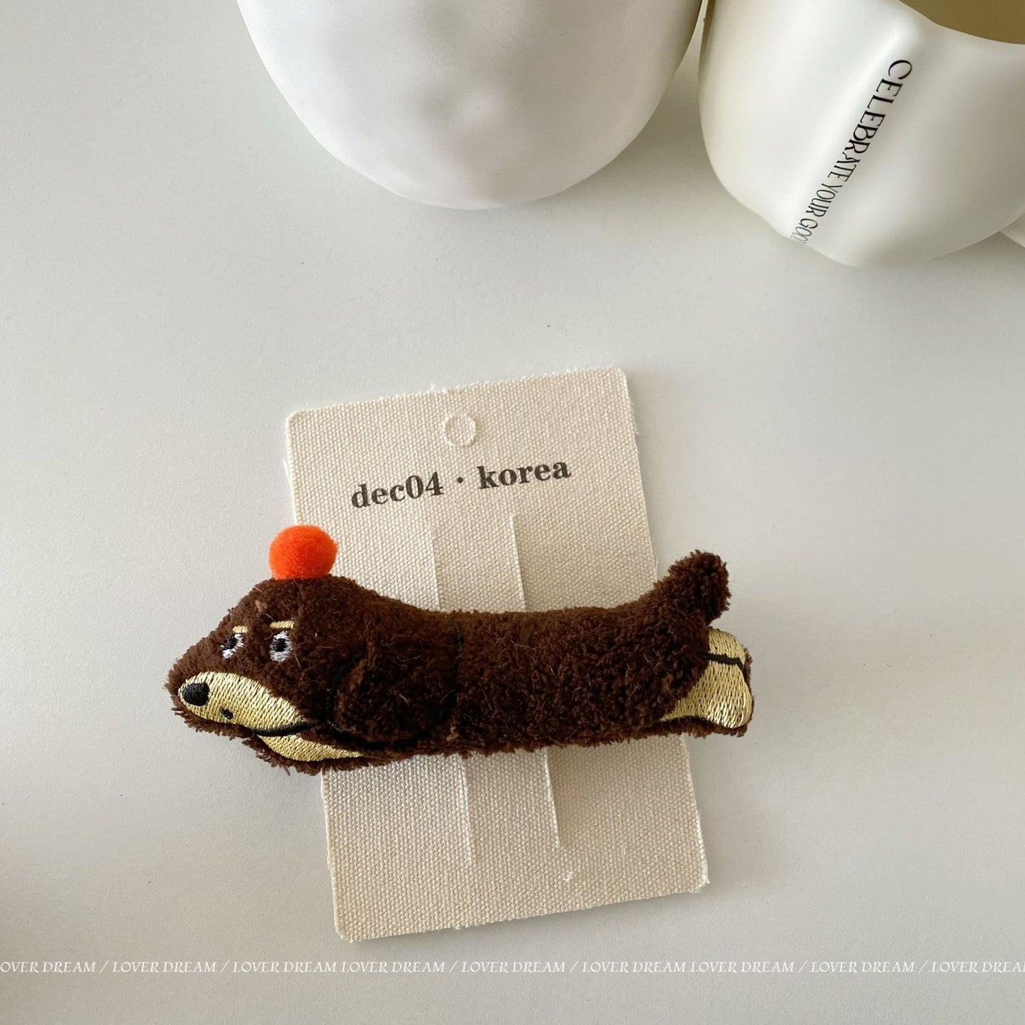 Cartoon Plush Dachshund Hair Clip