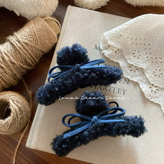 Velvet Bow Plush Hair Clip