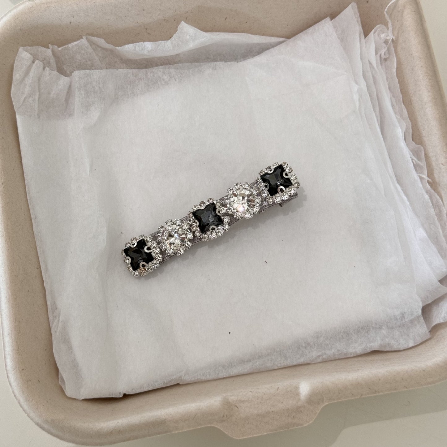 Satin Stone Bow Hair Clip