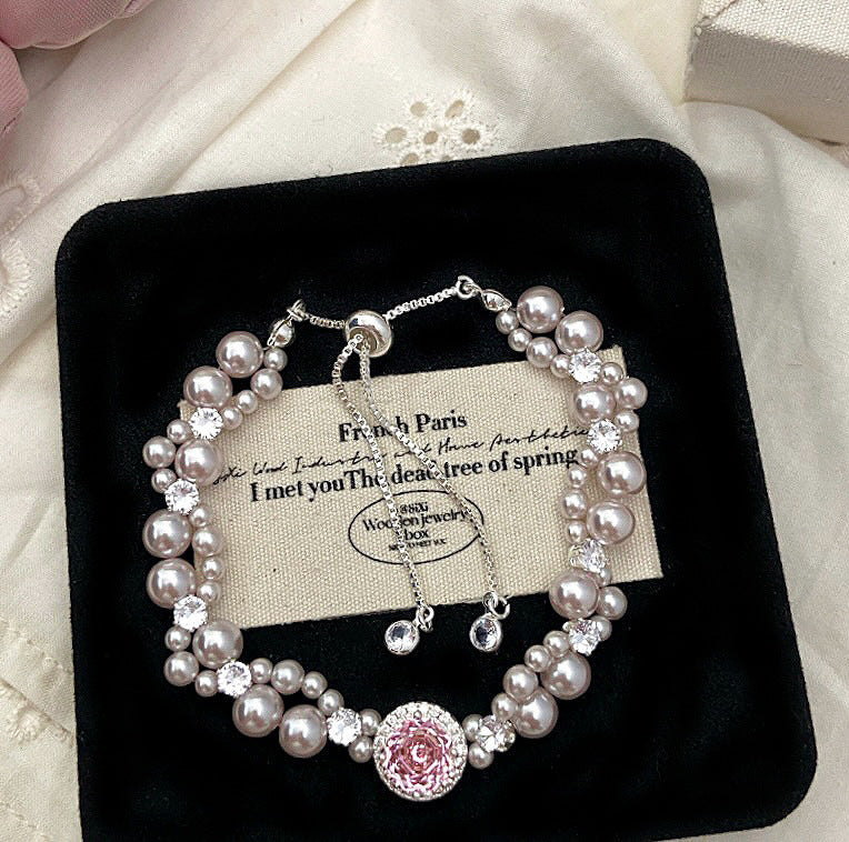 Rose Charm – Manta Pearl & Pavé Zircon Bracelet