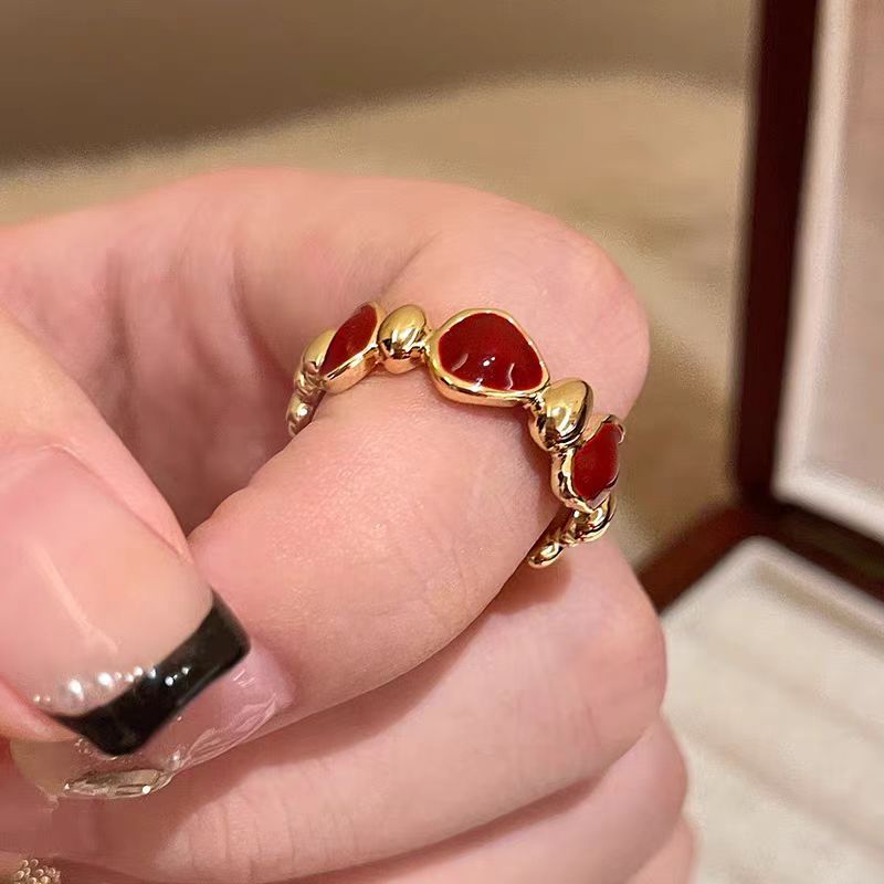 Red Enamel Open Ring