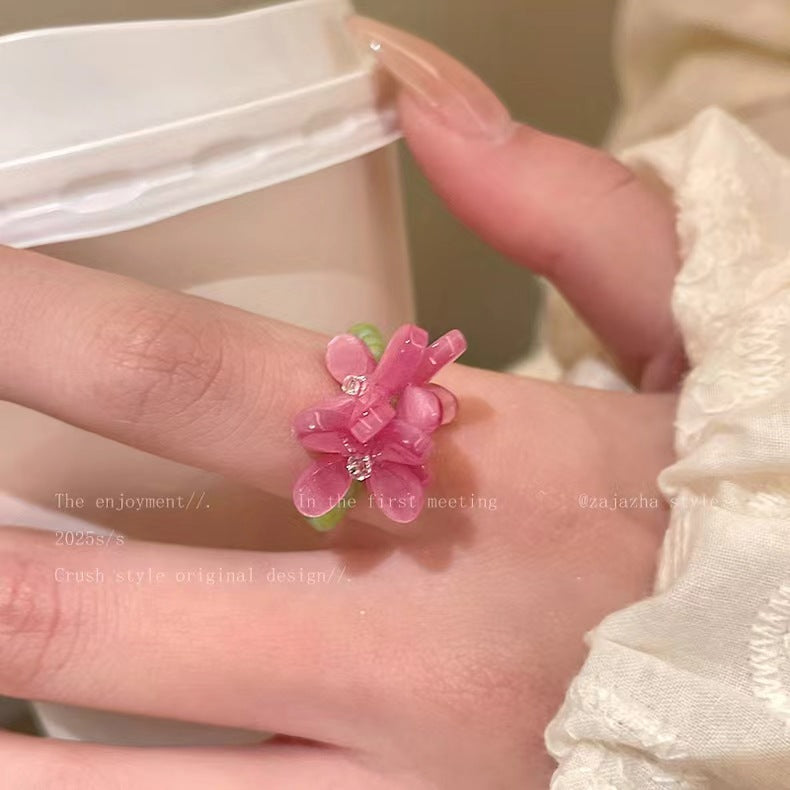 Violet Flower Stackable Ring