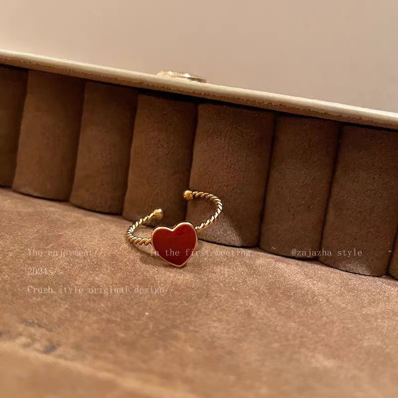 Red Enamel Heart Ring