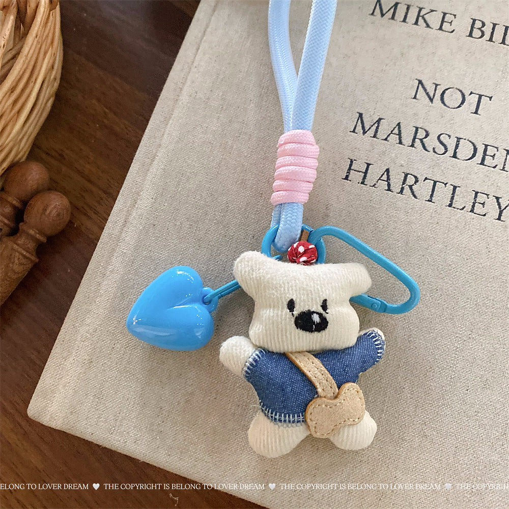 Blue Bear Heart Keychain