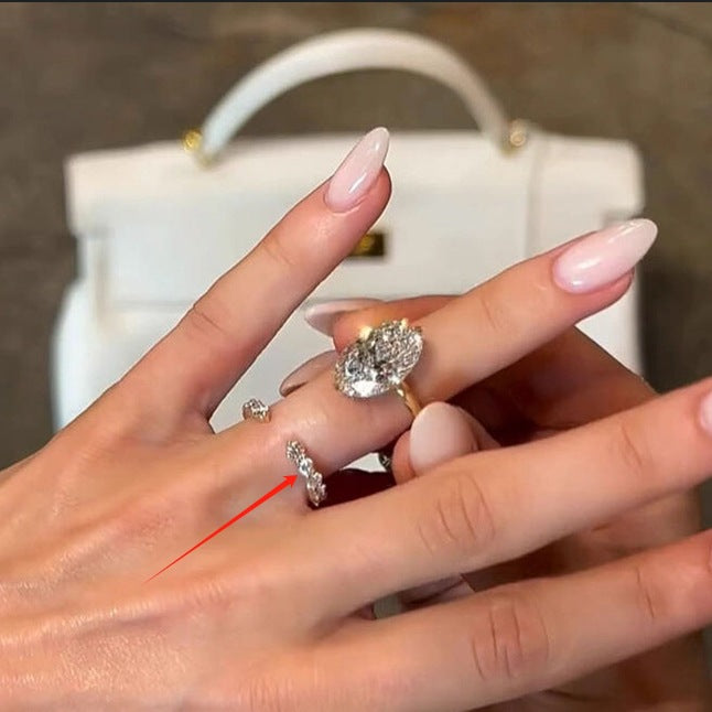 Starlit Oval — Layered Pavé Diamond Pigeon Egg Ring