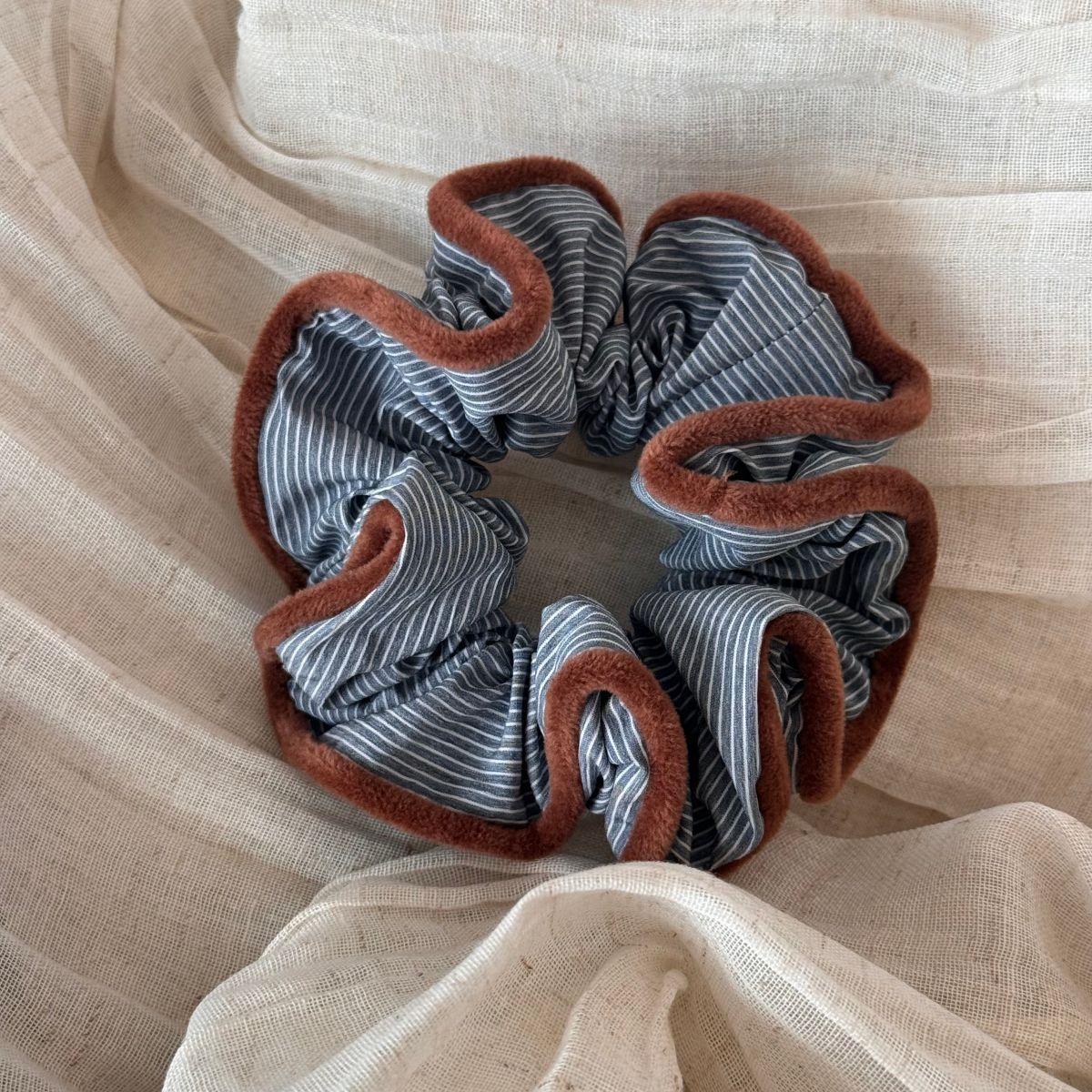 Plaid Fabric Oversized Hair Tie