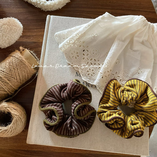 Brown & Ginger Stripe Bow Scrunchie