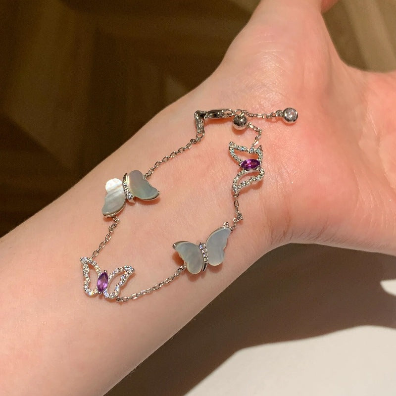 Purple Crystal Butterfly Jewelry Set