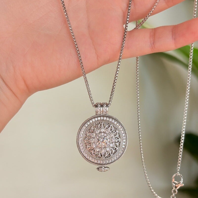Paraiba Rose Compass Double-Sided Necklace