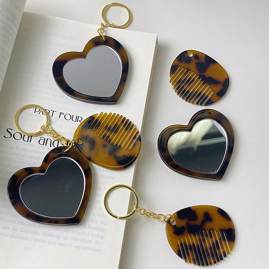Heart Mirror & Comb Keychain