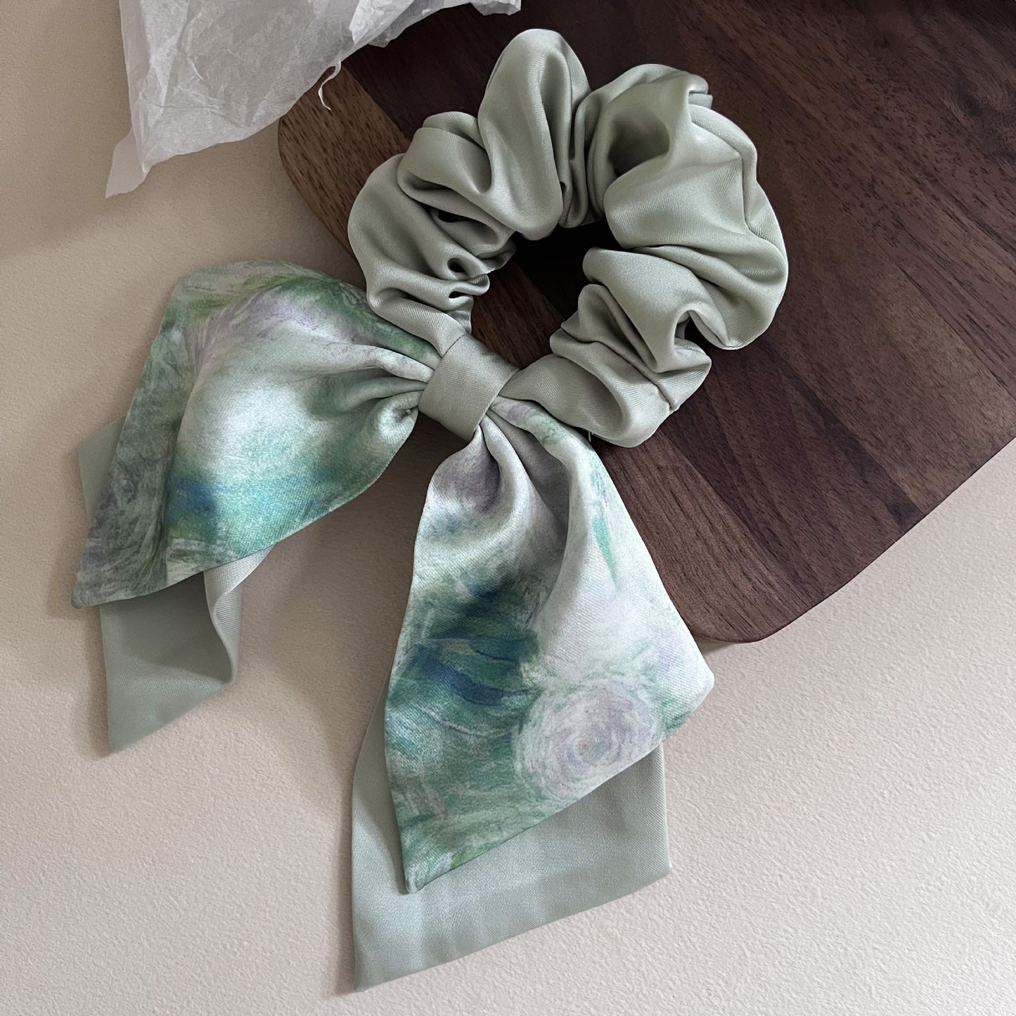 Starry Blue Satin Scrunchie