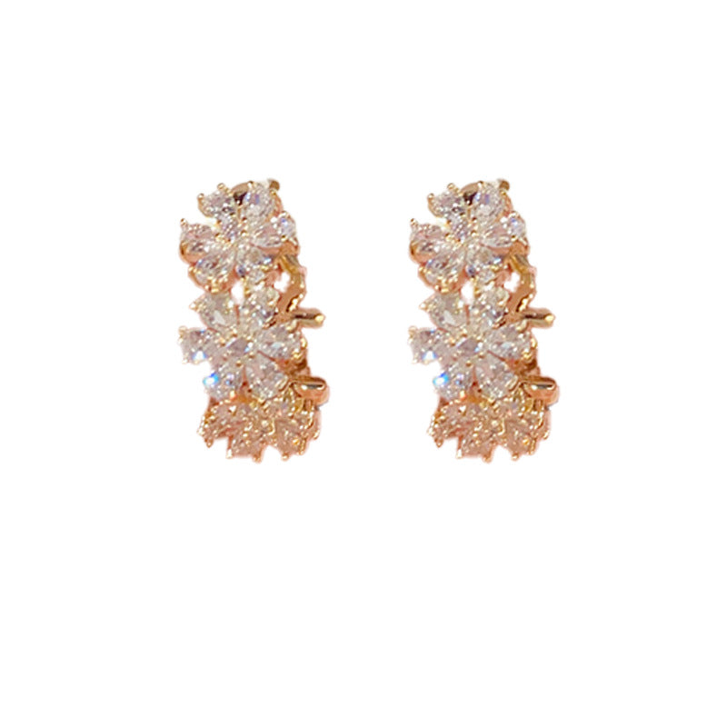 Whispering Petals — Zircon Flower Ear Cuffs