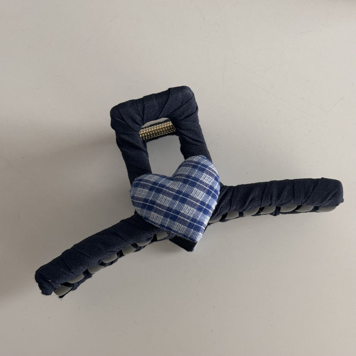 Blue-Gray Lace Plaid Hair Clip & Scrunchie