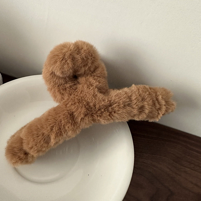 Autumn Winter Plush Wrapped Hair Claw