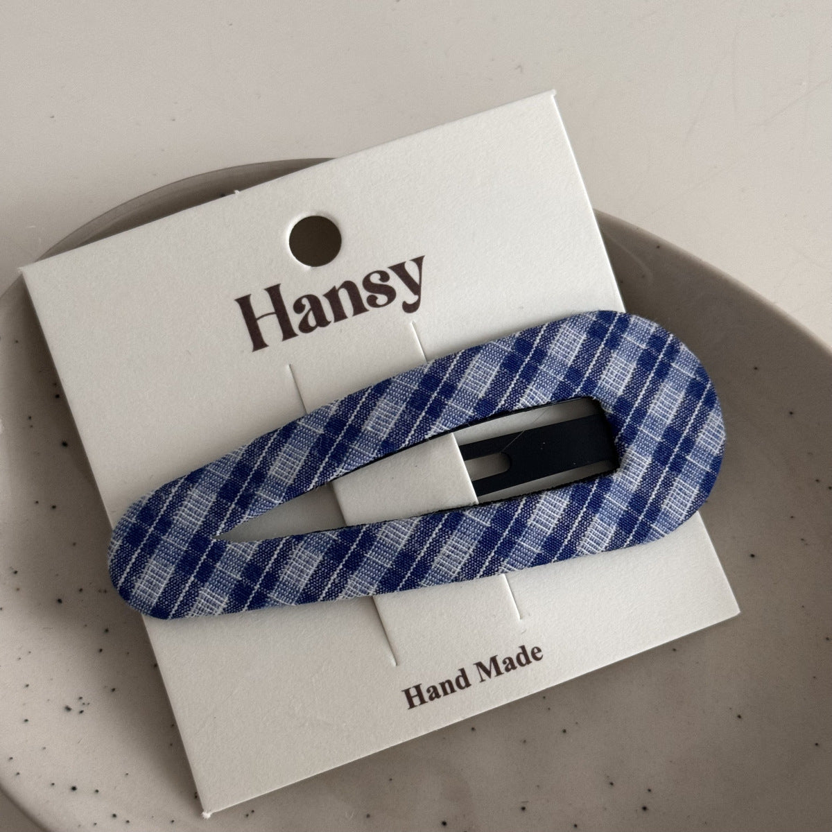 Blue-Gray Lace Plaid Hair Clip & Scrunchie