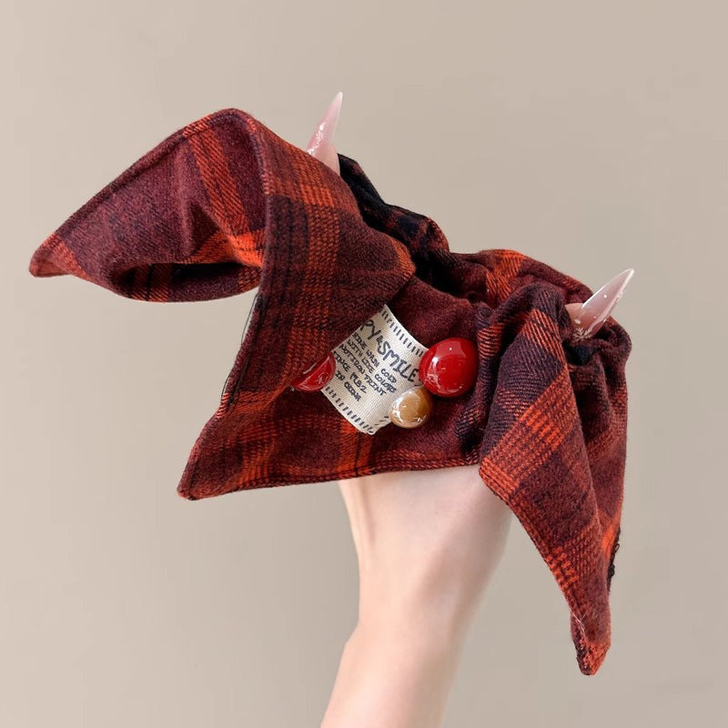 Korean Plaid Scarf Hair Scrunchie