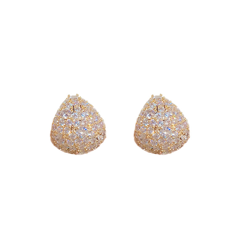 Silver Dew — Sparkling Zircon Teardrop Stud Earrings