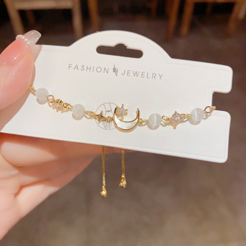 Lunar Serenade — Shell & Cat’s Eye Adjustable Bracelet