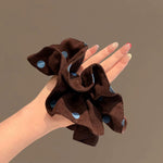 Korean Brown Polka Dot Hair Scrunchie