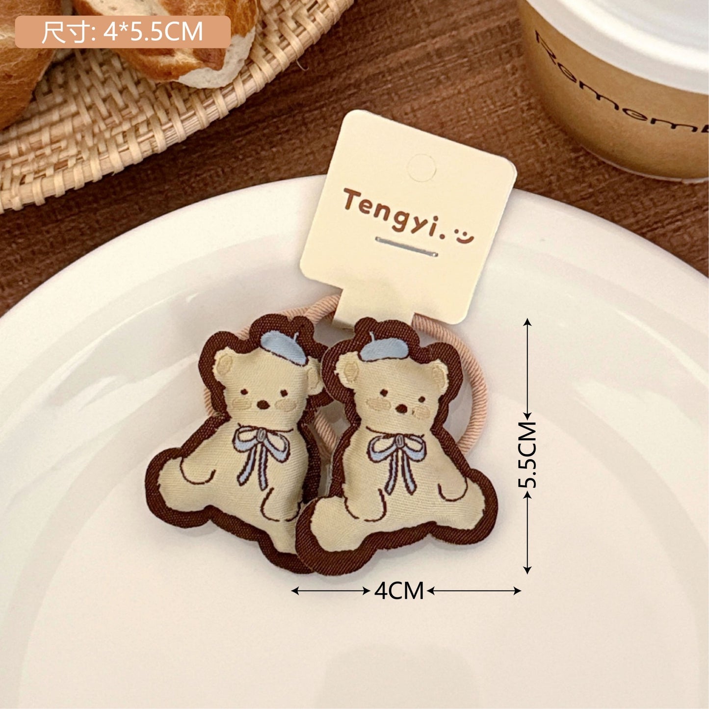 Korean Cream Bear Hair Clip