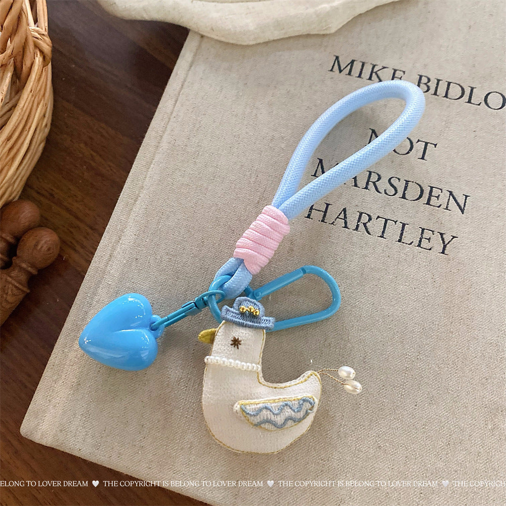 Blue Bear Heart Keychain