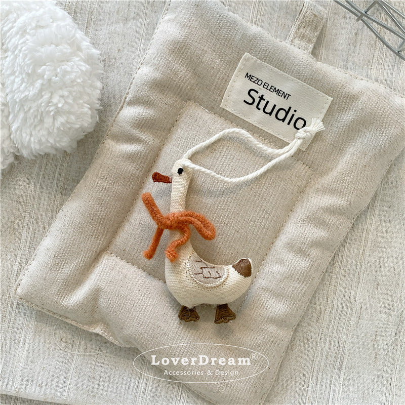 Fabric Bear Swan Dog Keychain