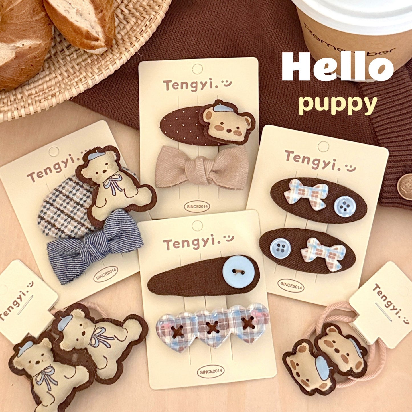 Korean Cream Bear Hair Clip