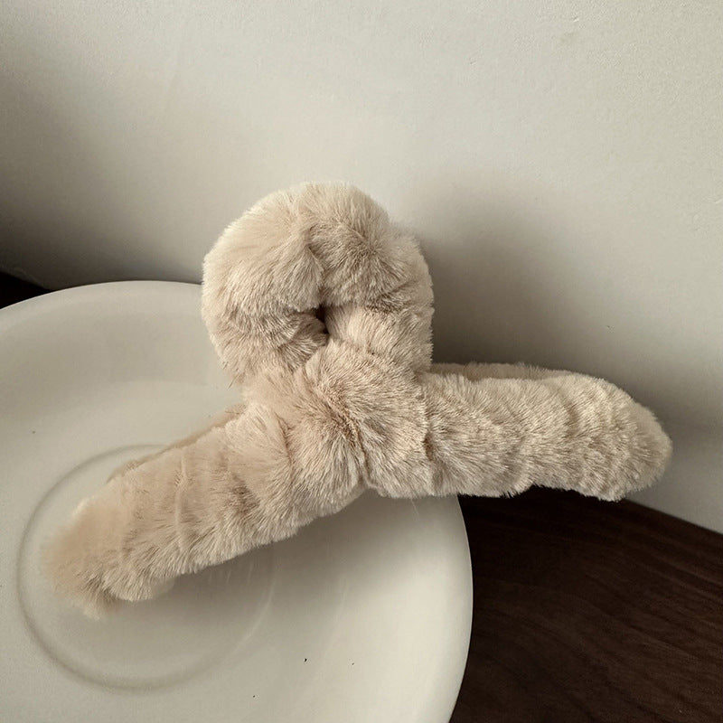 Autumn Winter Plush Wrapped Hair Claw