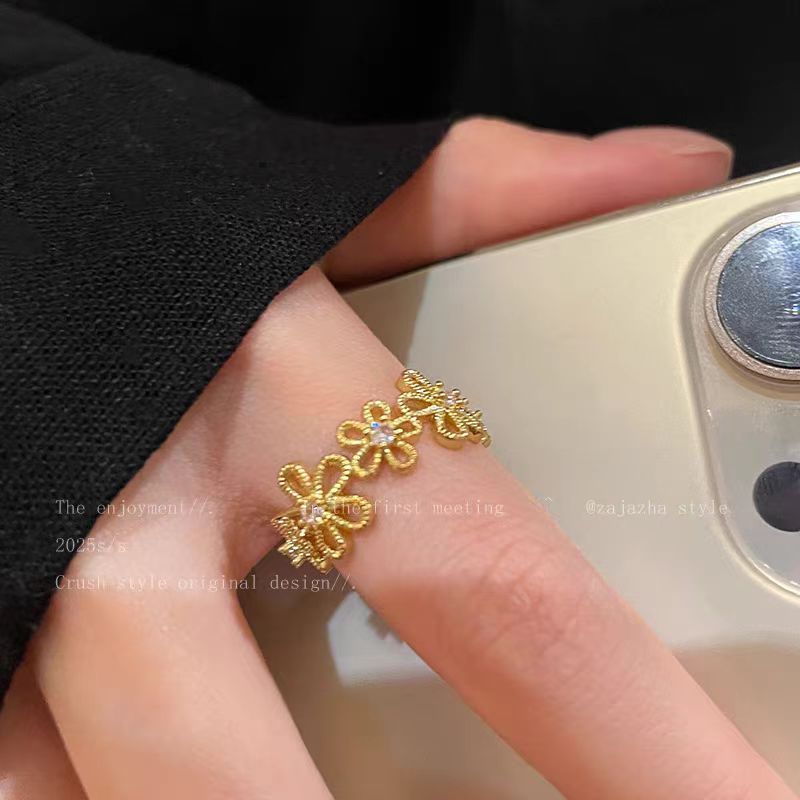 Vintage Lace Flower Open Ring