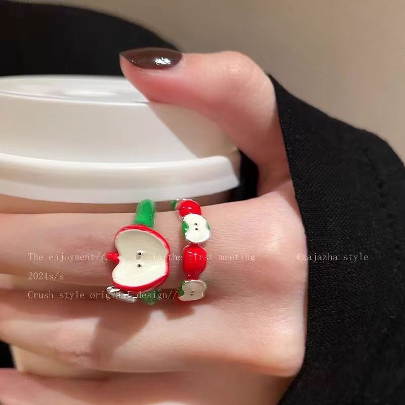 Cute Red Green Apple Ring