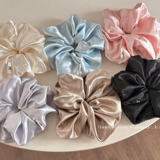 Cream Satin Oversized Scrunchie