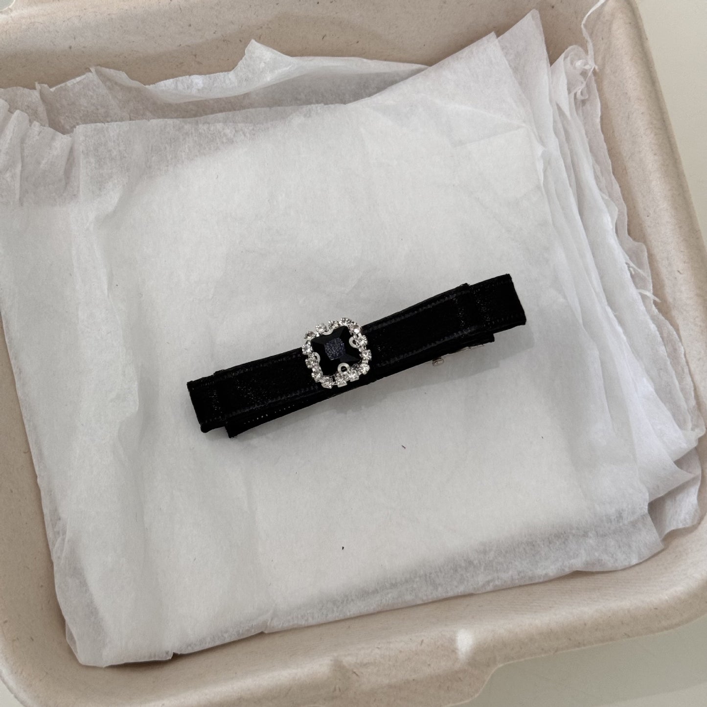 Satin Stone Bow Hair Clip