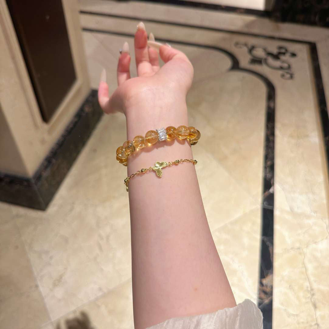 Sunlit Charm — 10mm Yellow Crystal Bead Bracelet