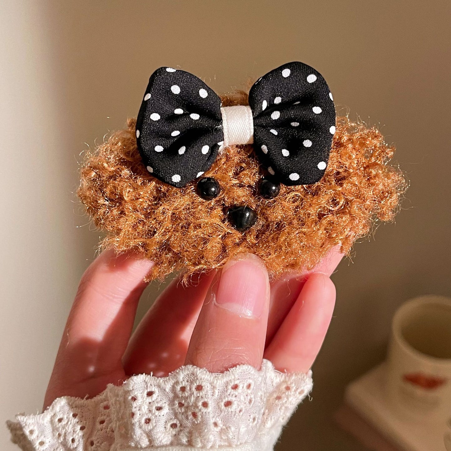 Cute Teddy Dog Bow Hair Clip