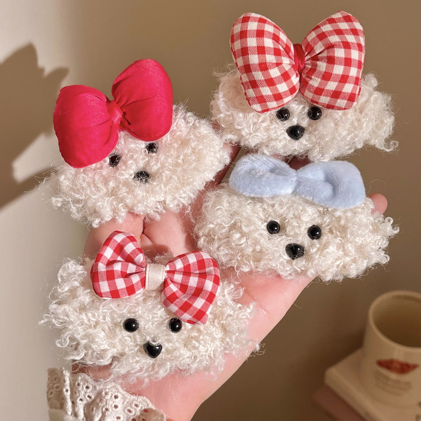 Cute Teddy Dog Bow Hair Clip