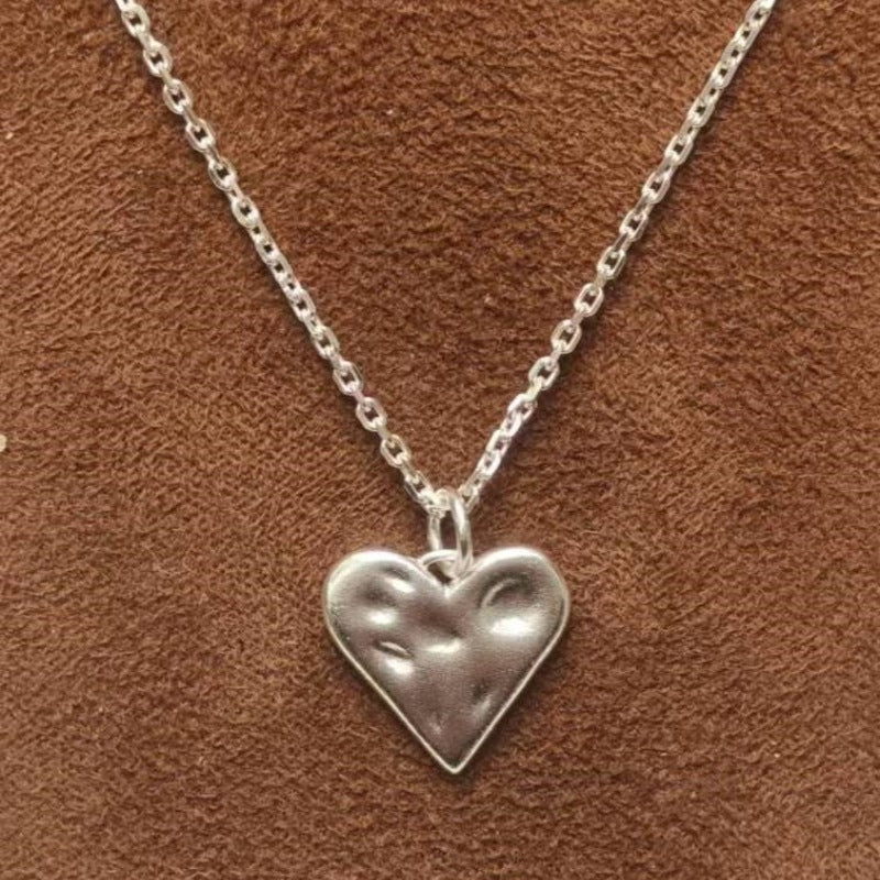 Matte Hammered Heart Necklace