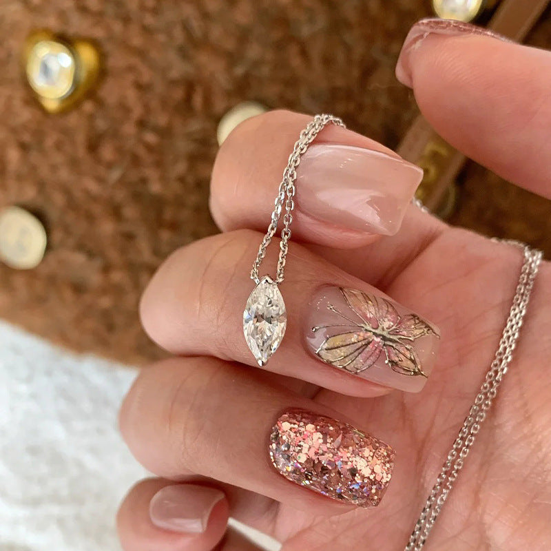 Aurora Gleam — S925 Silver Marquise Zircon Necklace