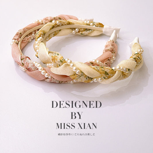 Floral Pearl Twist Headband